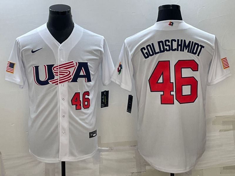 Men 2023 World Cub USA #46 Goldschmidt White Nike MLB Jersey5